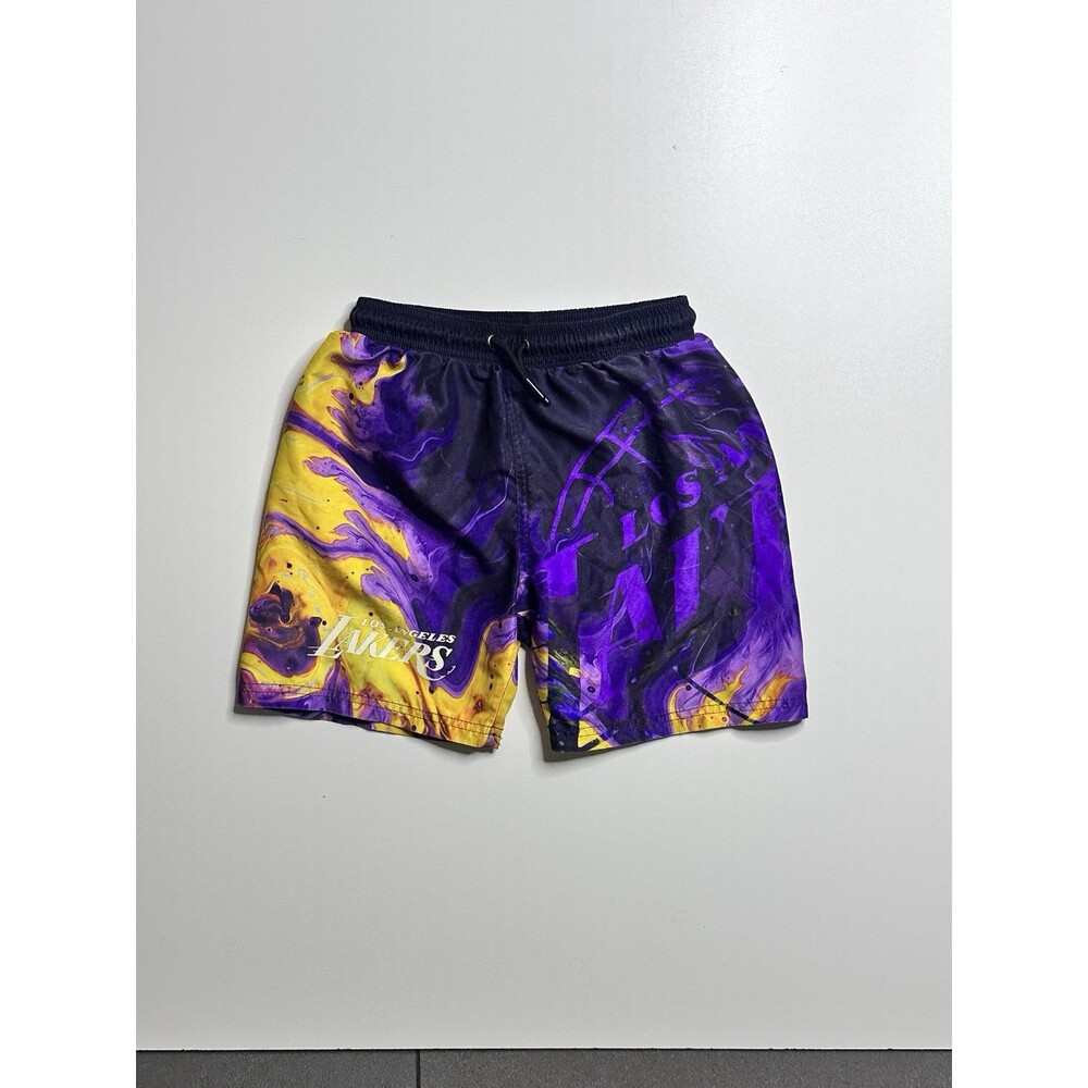 NBA Los Angeles Lakers Boys Shorts Marble Print Purple Yellow 9-10yrs 140cm